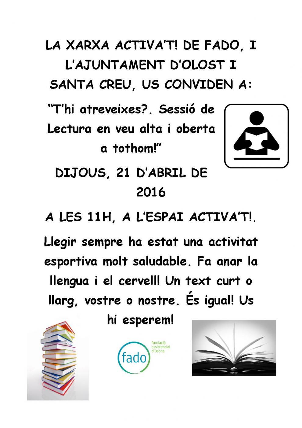 Sessió de lectura en veu alta a l'Espai Activa't!
